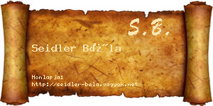 Seidler Béla névjegykártya